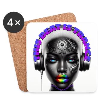THIS BEAT IS TRANCE - Cool Woman with Headphones! - Coasters (set of 4) - white - Front