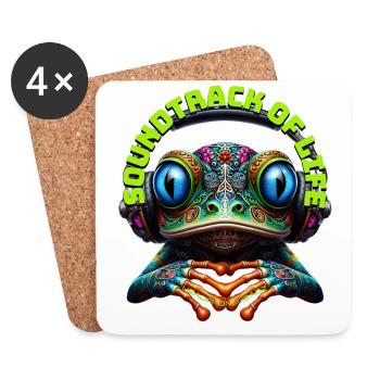 SOUNDTRACK OF LIFE - Cute Frog with Headphones! - Coasters (set of 4) - white - Front
