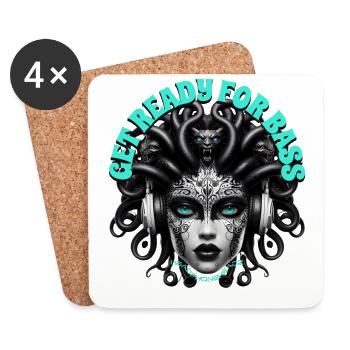GET READY FOR BASS - Cool Woman with Headphones! - Coasters (set of 4) - white - Front