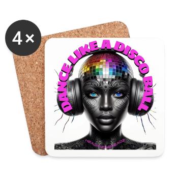 DANCE LIKE A DISCO BALL - Cool Woman & Headphones! - Coasters (set of 4) - white - Front