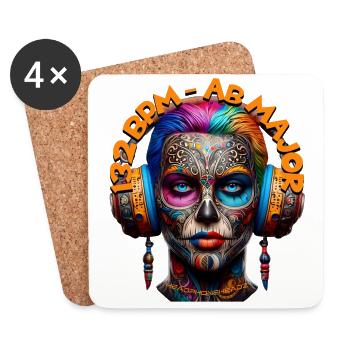 132BPM Ab MAJOR - Cool Human with Headphones! - Coasters (set of 4) - white - Front