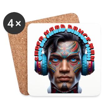 SUPER HARD DANCE MAN - Cool Dude with Headphones! - Coasters (set of 4) - white - Front