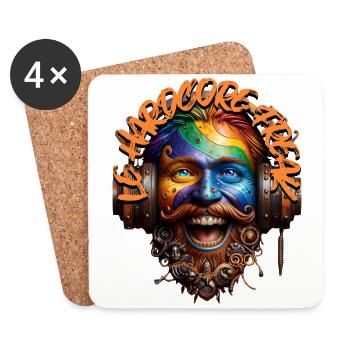 LE HARDCORE FREAK - Cool Dude with Headphones! - Coasters (set of 4) - white - Front