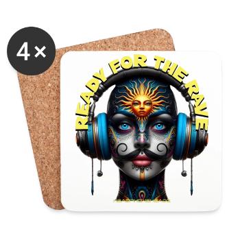 READY FOR THE RAVE - Cool She/He with Headphones! - Coasters (set of 4) - white - Front