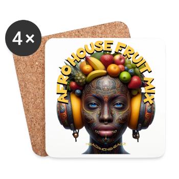 AFRO HOUSE FRUIT MIX - Cool Woman with Headphones! - Coasters (set of 4) - white - Front