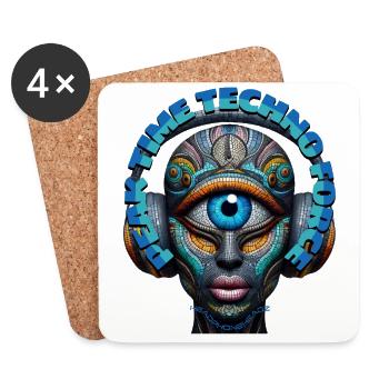 PEAK TIME TECHNO FORCE - Cool Cyclops & Headphones - Coasters (set of 4) - white - Front