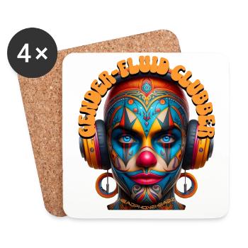 GENDER-FLUID CLUBBER - Cool Human with Headphones! - Coasters (set of 4) - white - Front