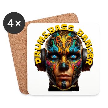 DRUM&BASS BANGER - Cool Dude with Headphones! - Coasters (set of 4) - white - Front