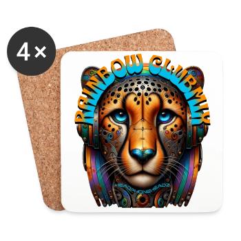 RAINBOW CLUBMIX - Cool Cheetah with Headphones! - Coasters (set of 4) - white - Front