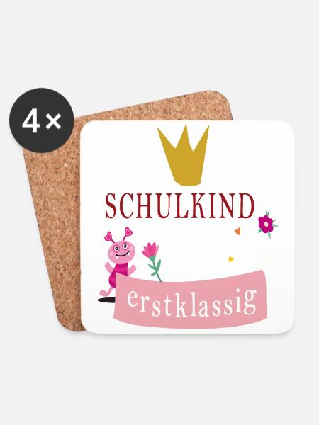 Schulkind erstklassig - Untersetzer (4er-Set) - Weiß
