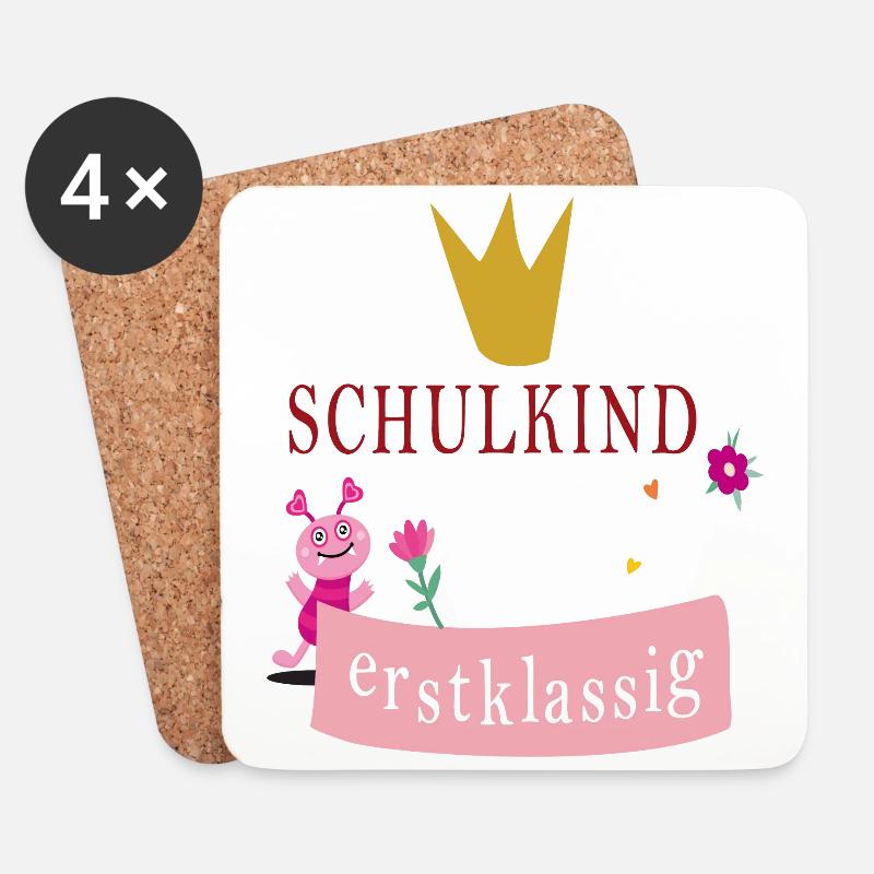 Schulkind erstklassig - Untersetzer (4er-Set) - Weiß