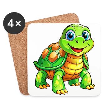 Méga Tortue Mignonne - Dessous de verre (lot de 4) - blanc - Devant