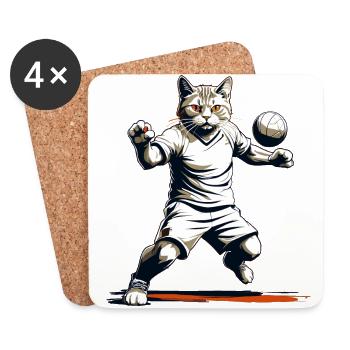 Coole Handball Katze Ikonischer Streetwear Look - Untersetzer (4er-Set) - Weiß - Vorne