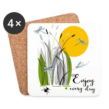 Profitez de chaque jour - Dessous de verre (lot de 4) - blanc - Devant