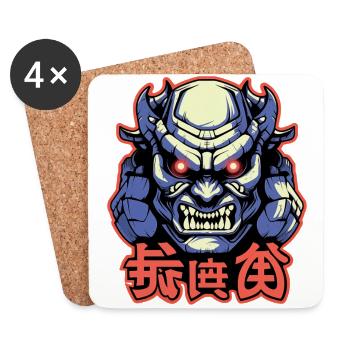 The Japanese Samurai Demon - Coasters (set of 4) - white - Front