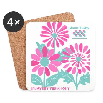 Bloom Baby Retro Blümchen Design Flower Power - Dessous de verre (lot de 4) - blanc - Devant