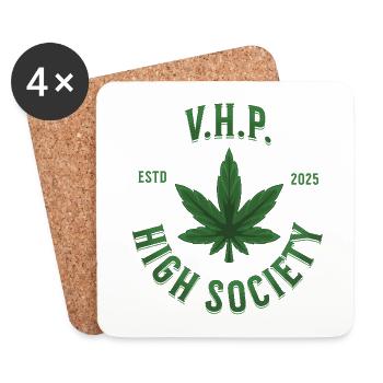 Cannabis T-Shirt Mariuhana High Society - Coasters (set of 4) - white - Front