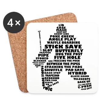 Hockey Goalie Word Art Typography - Coasters (set of 4) - white - Front