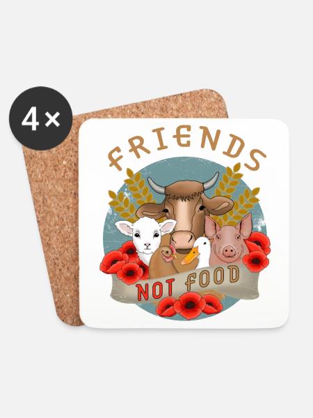 Friends not Food - Untersetzer (4er-Set) - Weiß