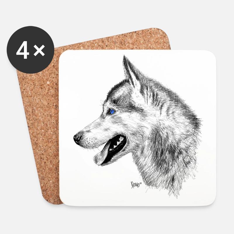 Bronko55 No.13 – Husky Blue Eyes - Untersetzer (4er-Set) - Weiß