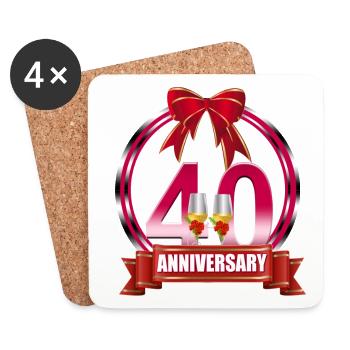 40th wedding Anniversary Ruby wedding anniversary - Coasters (set of 4) - white - Front