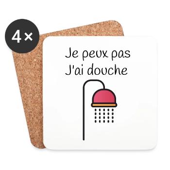 je peux pas j'ai douche - Dessous de verre (lot de 4) - blanc - Devant