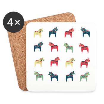 Chevaux Dala suédois - Dessous de verre (lot de 4) - blanc - Devant
