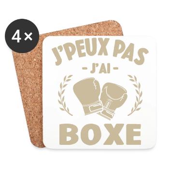 Je Peux Pas J'ai Boxe Cadeau De Boxing Pour Boxeur - Dessous de verre (lot de 4) - blanc - Devant