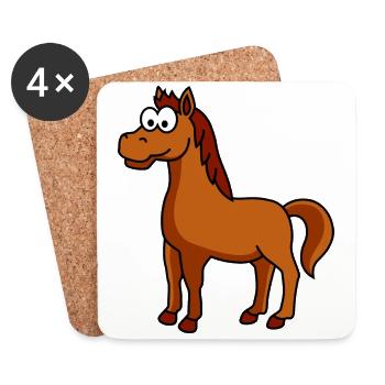 Pferd Comic Tier - Untersetzer (4er-Set) - Weiß - Vorne