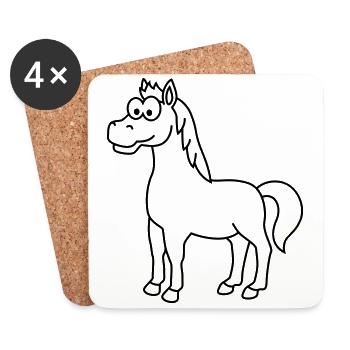 Horse Comic Animal - Coasters (set of 4) - white - Front