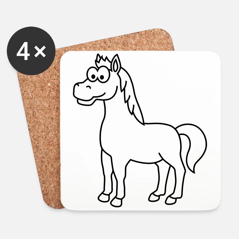 Pferd Comic Tier - Untersetzer (4er-Set) - Weiß