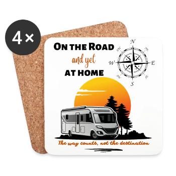 Camping Camping Camping-car Dire Anglais - Dessous de verre (lot de 4) - blanc - Devant