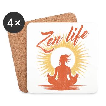Yoga Zen Life - Das Wohlbefinden der Meditation - Untersetzer (4er-Set) - Weiß - Vorne