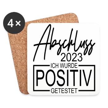 Abschluss 2023 Ich wurde positiv getestet - Untersetzer (4er-Set) - Weiß - Vorne