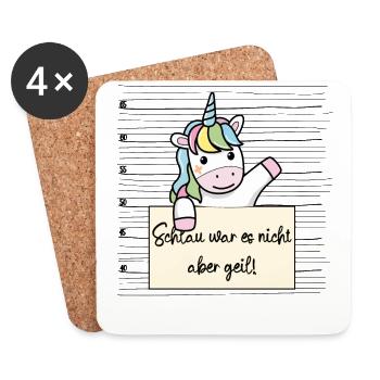 Einhorn lustiger Spruch humor Gefängnisbild - Untersetzer (4er-Set) - Weiß - Vorne