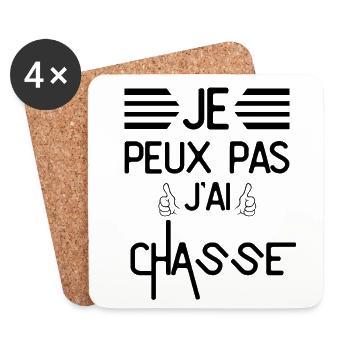 Je Peux Pas J Ai Chasse - Dessous de verre (lot de 4) - blanc - Devant