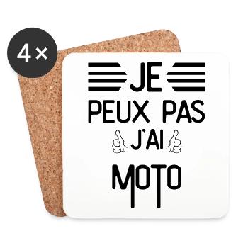 Je Peux Pas J Ai Moto - Dessous de verre (lot de 4) - blanc - Devant