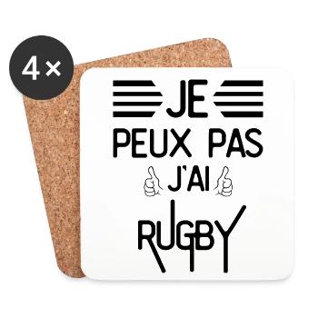 Je Peux Pas J Ai Rugby Noir - Dessous de verre (lot de 4) - blanc - Devant