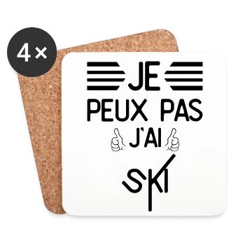 Je Peux Pas J Ai Ski - Dessous de verre (lot de 4) - blanc - Devant