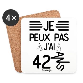 Je Peux Pas J Ai 42 Ans cadeau d anniversaire - Dessous de verre (lot de 4) - blanc - Devant