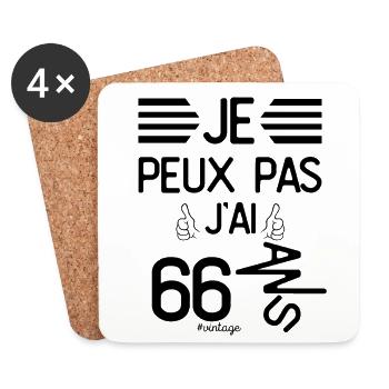 Je Peux Pas J Ai 66 Ans cadeau d anniversaire - Dessous de verre (lot de 4) - blanc - Devant