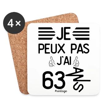Je Peux Pas J Ai 63 Ans cadeau d anniversaire - Dessous de verre (lot de 4) - blanc - Devant