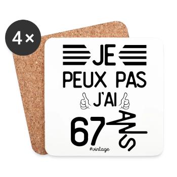 Je Peux Pas J Ai 67 Ans cadeau d anniversaire - Dessous de verre (lot de 4) - blanc - Devant