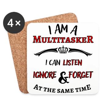 Ich bin ein Multitasker ... cooler Fun Spruch - Untersetzer (4er-Set) - Weiß - Vorne