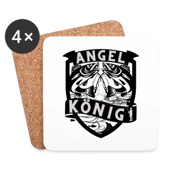 Angel König Angeln Angler Wappen Zander Angelrute - Untersetzer (4er-Set) - Weiß - Vorne