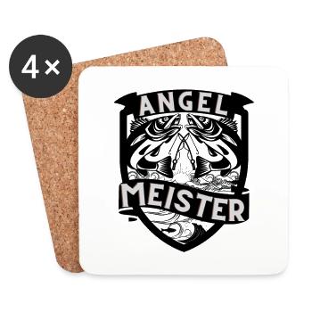 Angel Meiste Angeln Angler Wappen Zander Angelrute - Untersetzer (4er-Set) - Weiß - Vorne