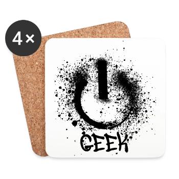 geek,symbole.graffiti,nerd,peinture - Dessous de verre (lot de 4) - blanc - Devant