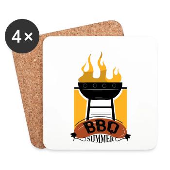 BBQ Summer - Cooles Sommer Outfit zum Grillen - Untersetzer (4er-Set) - Weiß - Vorne