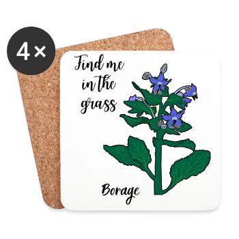 Trouvez-moi dans l’herbe... bourrache - Dessous de verre (lot de 4) - blanc - Devant