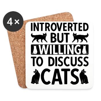 Katze Katzen Introvertiert Schüchtern Antisozial - Untersetzer (4er-Set) - Weiß - Vorne